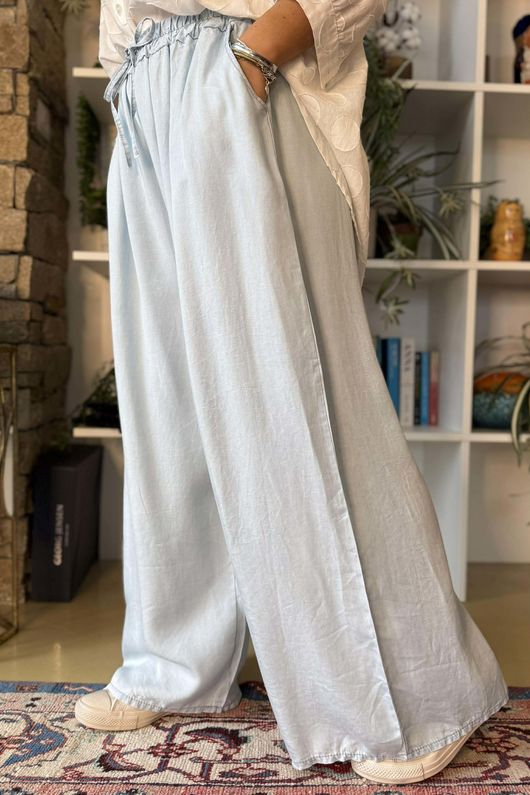 Washed Chambray Palazzo Jean Light 